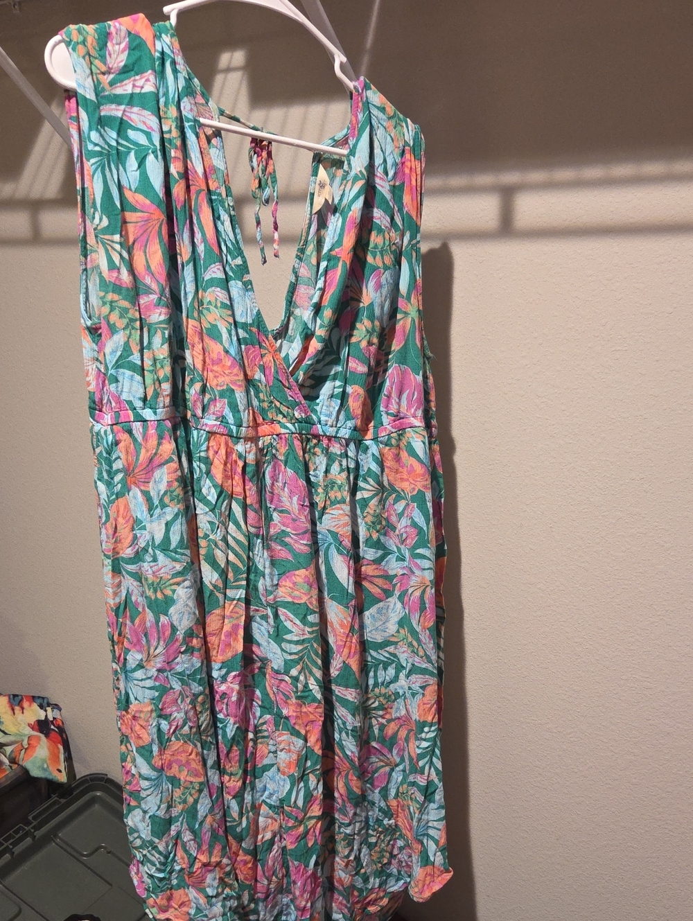 Tropical Floral Maxi Dress in Teal and Pink